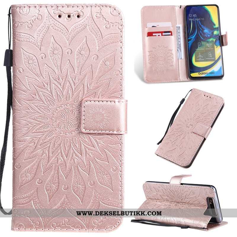 Etui Samsung Galaxy A80 Beskyttelse Deksel Clamshell Stjernene Rosa, Samsung Galaxy A80 Skinndeksel 