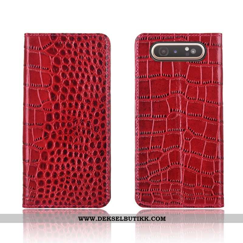 Etui Samsung Galaxy A80 Skinn Lær Stjernene Anti-fall Brun, Deksel Samsung Galaxy A80 Silikon Til Sa