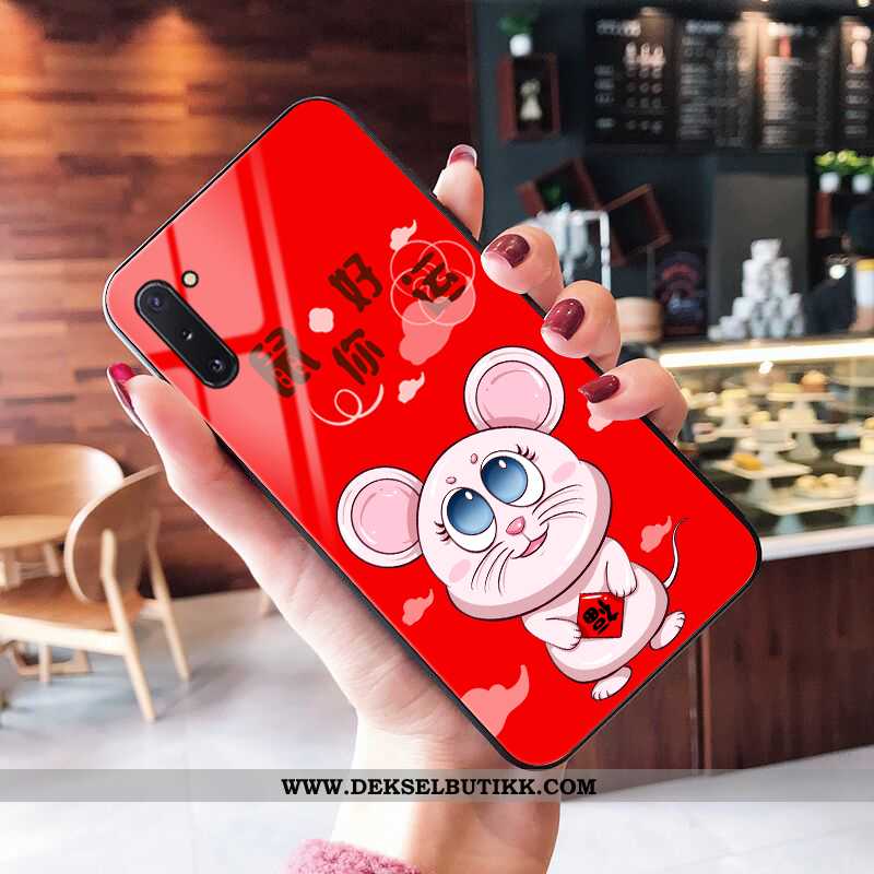 Etui Samsung Galaxy Note 10 Glass Net Red Stjernene Deksel Rød, Samsung Galaxy Note 10 Cartoon Billi