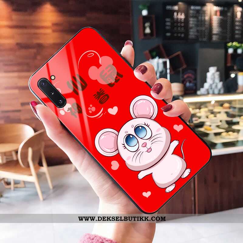 Etui Samsung Galaxy Note 10 Glass Net Red Stjernene Deksel Rød, Samsung Galaxy Note 10 Cartoon Billi