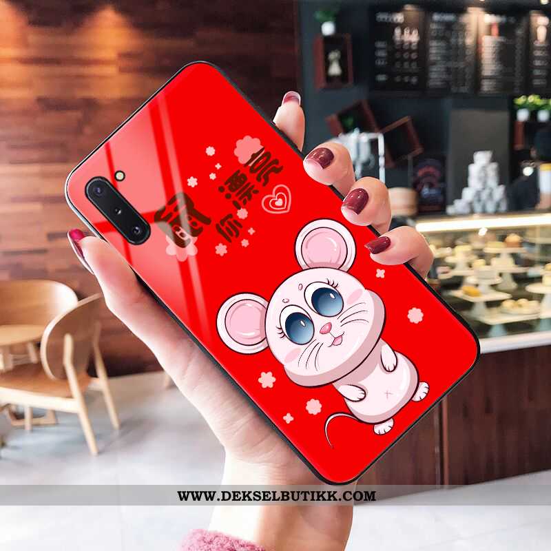 Etui Samsung Galaxy Note 10 Glass Net Red Stjernene Deksel Rød, Samsung Galaxy Note 10 Cartoon Billi