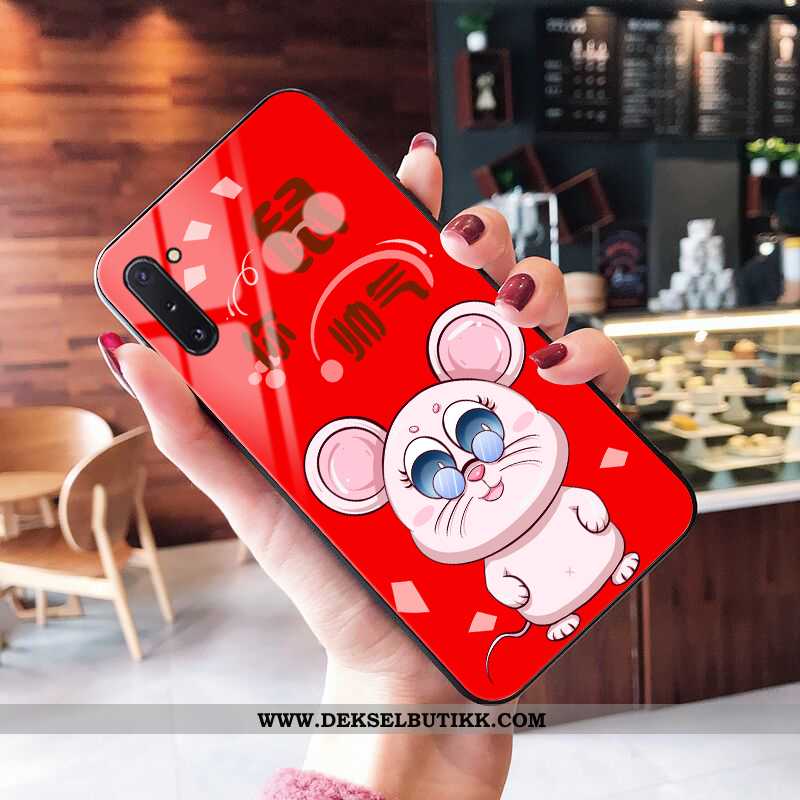 Etui Samsung Galaxy Note 10 Glass Net Red Stjernene Deksel Rød, Samsung Galaxy Note 10 Cartoon Billi