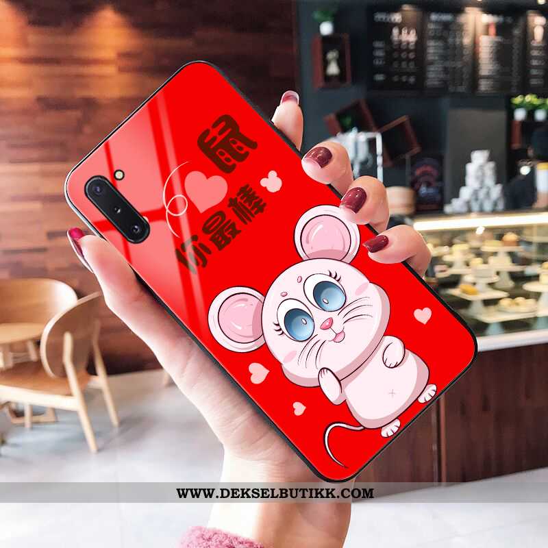 Etui Samsung Galaxy Note 10 Glass Net Red Stjernene Deksel Rød, Samsung Galaxy Note 10 Cartoon Billi