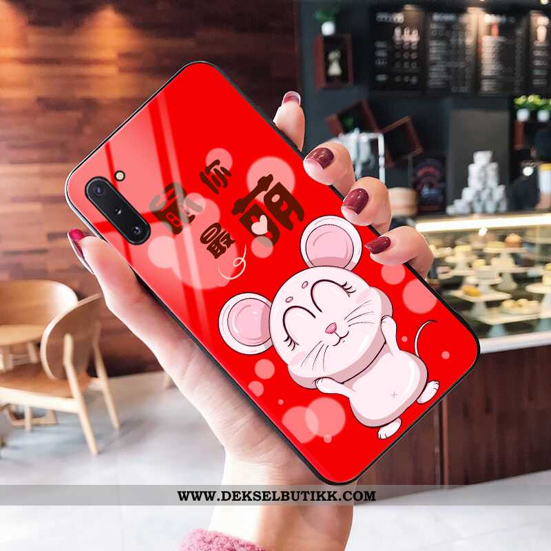 Etui Samsung Galaxy Note 10 Glass Net Red Stjernene Deksel Rød, Samsung Galaxy Note 10 Cartoon Billi