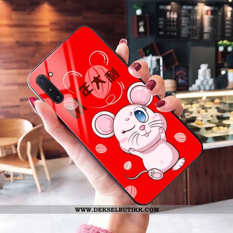 Etui Samsung Galaxy Note 10 Glass Net Red Stjernene Deksel Rød, Samsung Galaxy Note 10 Cartoon Billi