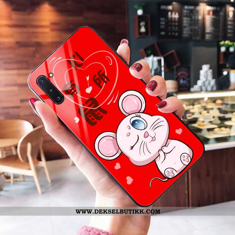 Etui Samsung Galaxy Note 10 Glass Net Red Stjernene Deksel Rød, Samsung Galaxy Note 10 Cartoon Billi