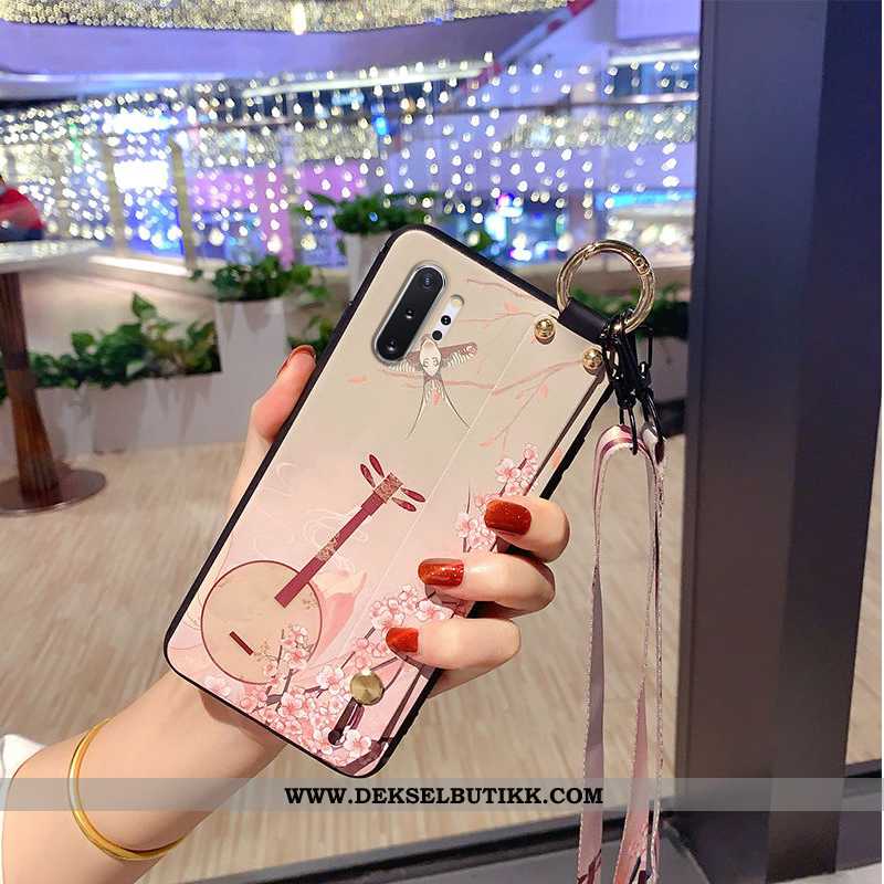 Etui Samsung Galaxy Note 10+ Nubuck Alt Inkludert Deksel Rosa, Samsung Galaxy Note 10+ Hengende Orna