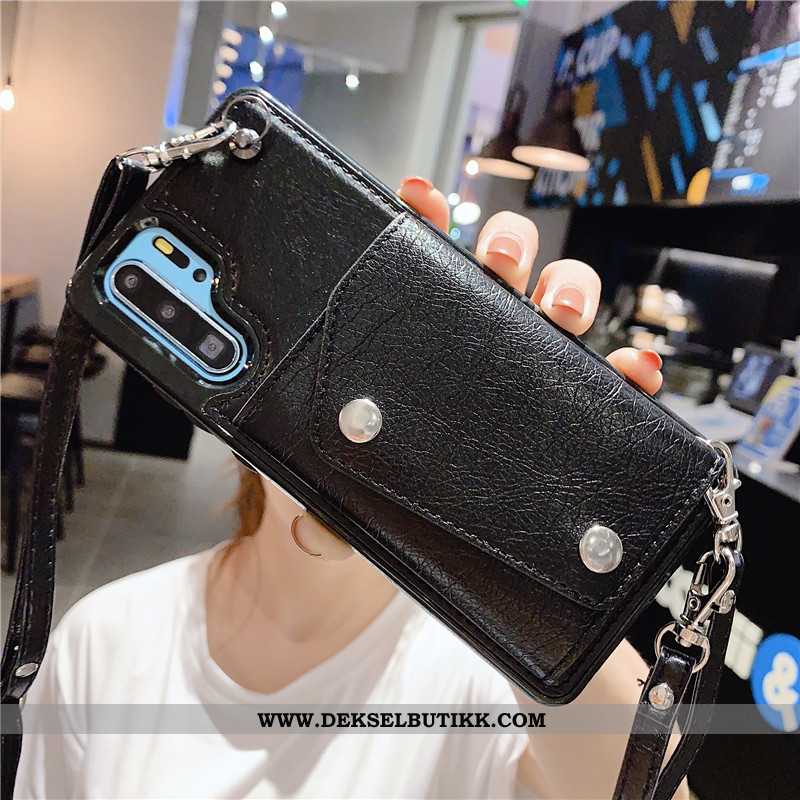 Etui Samsung Galaxy Note 10+ Skinndeksel Lommebok Mobiltelefon Kort Svart, Deksel Samsung Galaxy Not