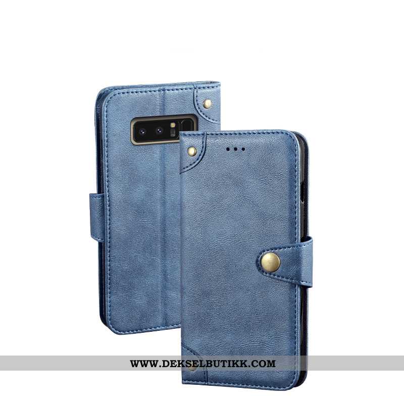 Etui Samsung Galaxy Note 8 Vintage Folio Hemming Deksel Mørkeblå, Samsung Galaxy Note 8 Lommebok Sal