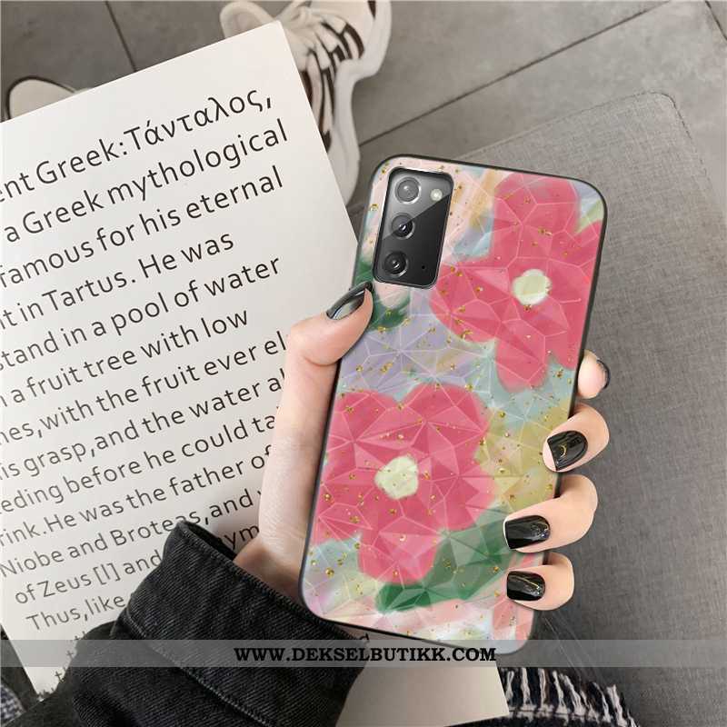 Etui Samsung Galaxy Note20 Deksel Rosa Anti-fall Rombe, Samsung Galaxy Note20 Blomster Billig