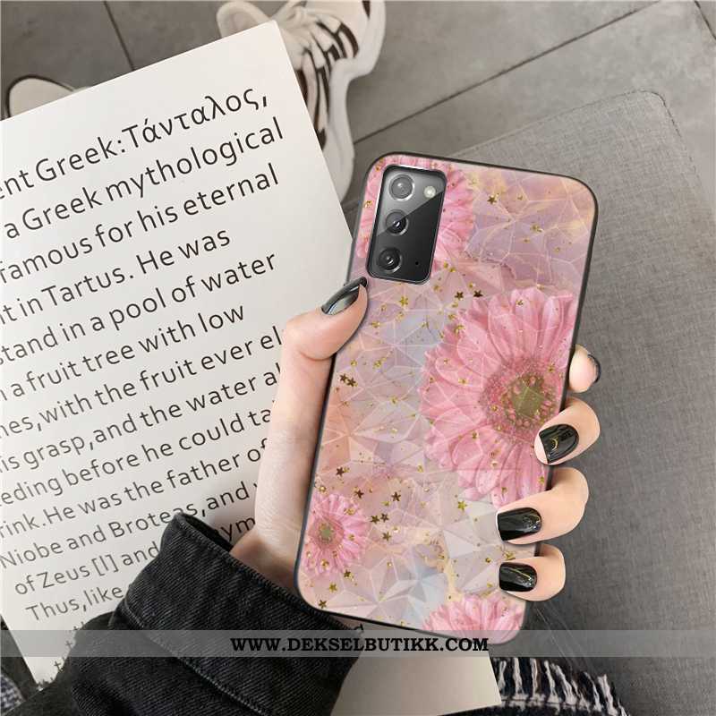 Etui Samsung Galaxy Note20 Deksel Rosa Anti-fall Rombe, Samsung Galaxy Note20 Blomster Billig