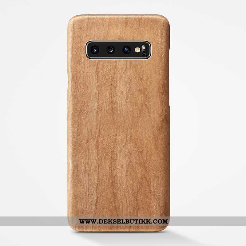 Etui Samsung Galaxy S10+ Av Personlighet Nubuck Alt Inkludert Deksel Khaki, Samsung Galaxy S10+ Wood