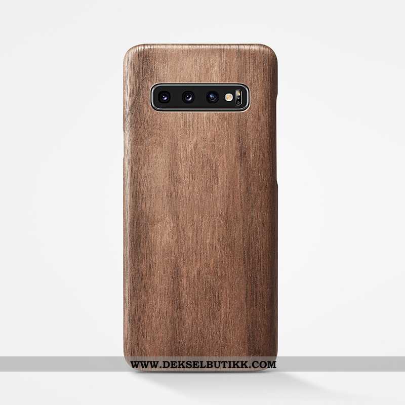 Etui Samsung Galaxy S10+ Av Personlighet Nubuck Alt Inkludert Deksel Khaki, Samsung Galaxy S10+ Wood