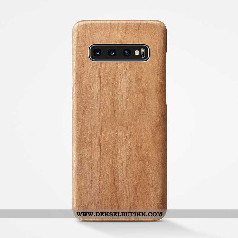 Etui Samsung Galaxy S10+ Av Personlighet Nubuck Alt Inkludert Deksel Khaki, Samsung Galaxy S10+ Wood