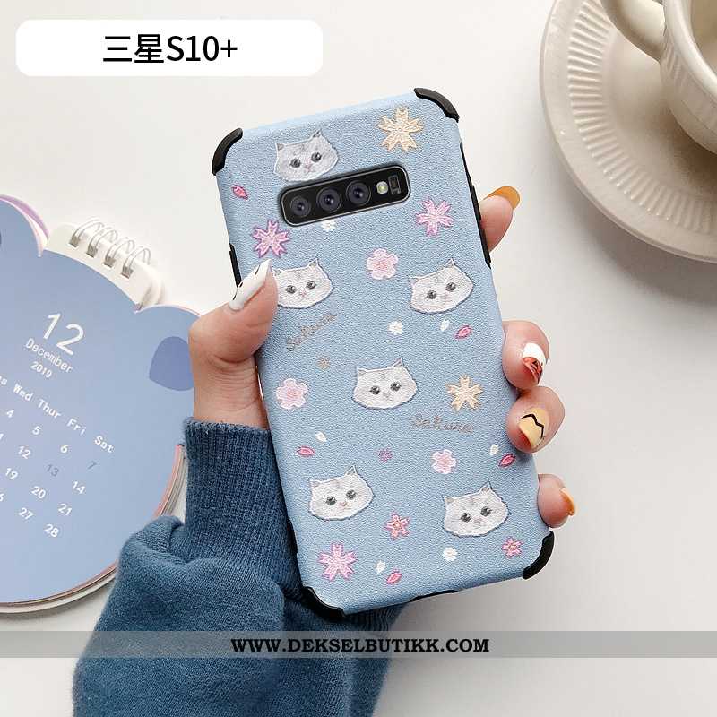 Etui Samsung Galaxy S10+ Beskyttelse Liten Net Red Fersk Blå, Deksel Samsung Galaxy S10+ Skinndeksel