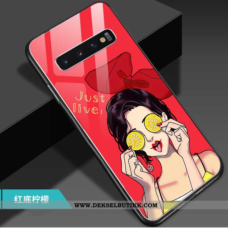 Etui Samsung Galaxy S10 Cartoon Lovers Anti-fall Gul, Deksel Samsung Galaxy S10 Trend Til Salgs