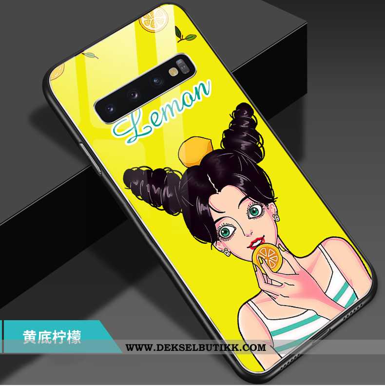 Etui Samsung Galaxy S10 Cartoon Lovers Anti-fall Gul, Deksel Samsung Galaxy S10 Trend Til Salgs