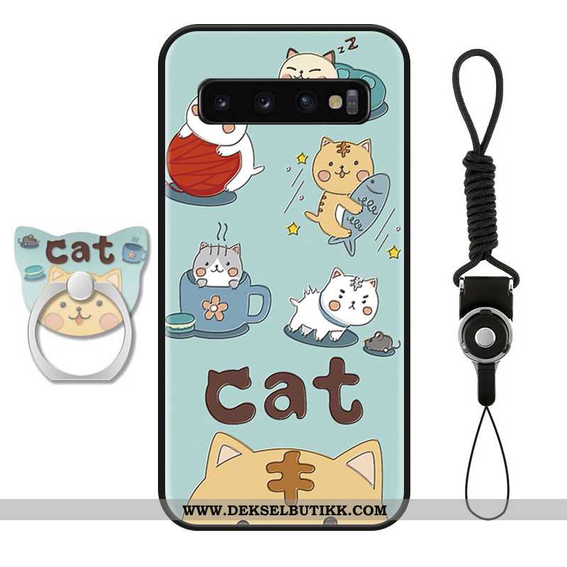 Etui Samsung Galaxy S10+ Hengende Ornamenter Mote Katt Mobiltelefon Blå, Deksel Samsung Galaxy S10+ 