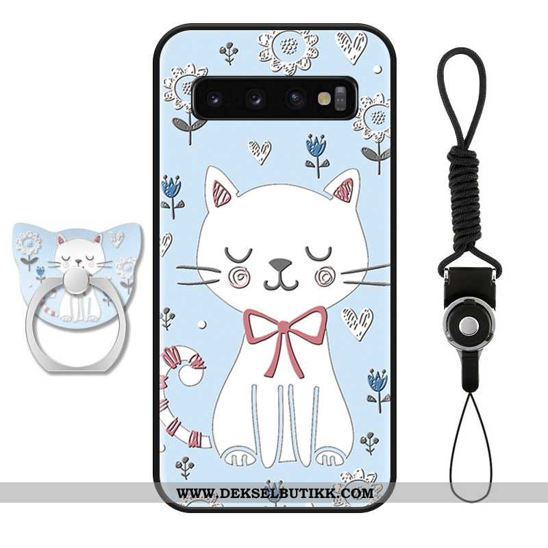 Etui Samsung Galaxy S10+ Hengende Ornamenter Mote Katt Mobiltelefon Blå, Deksel Samsung Galaxy S10+ 