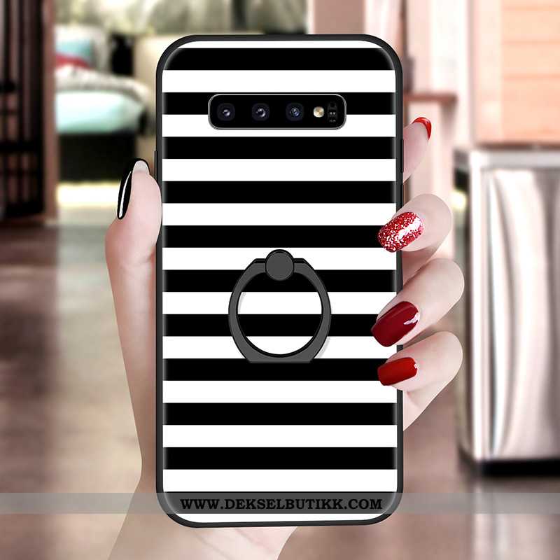 Etui Samsung Galaxy S10 Silikon Anti-fall Mønster Pu Svart, Deksel Samsung Galaxy S10 Myke Tilbud