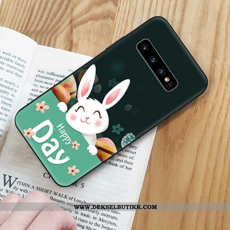 Etui Samsung Galaxy S10 Silikon Cartoon Hemming Dyr Mørkeblå, Deksel Samsung Galaxy S10 Nubuck Kjøpe