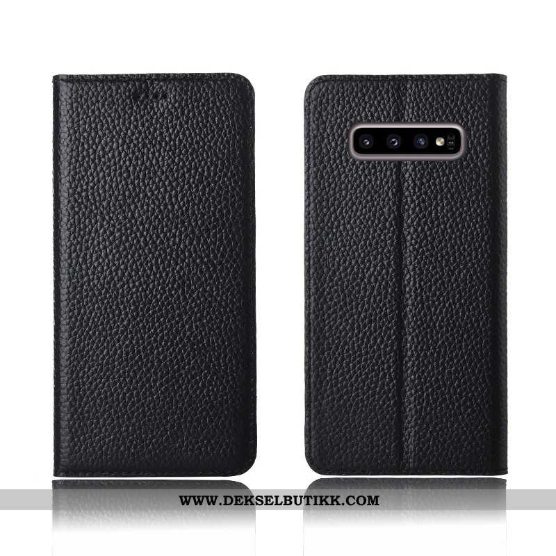 Etui Samsung Galaxy S10+ Skinndeksel Mobiltelefon Myke Litchi Khaki, Deksel Samsung Galaxy S10+ Skin