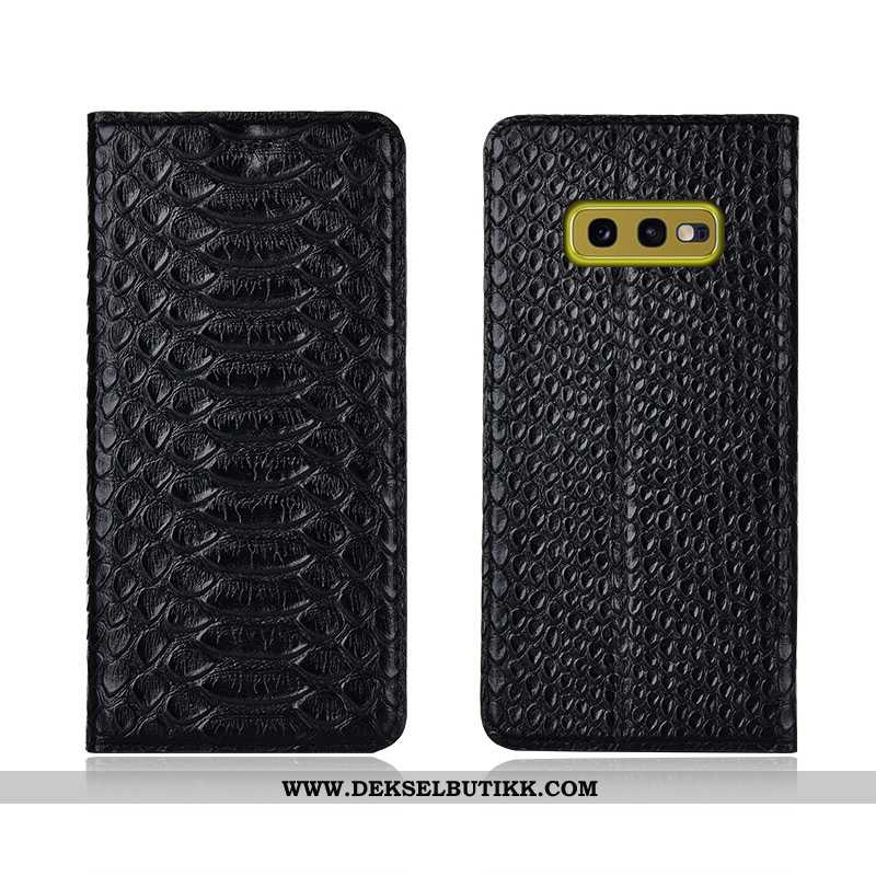 Etui Samsung Galaxy S10e Beskyttelse Svart Skinn Clamshell, Deksel Samsung Galaxy S10e Skinndeksel K