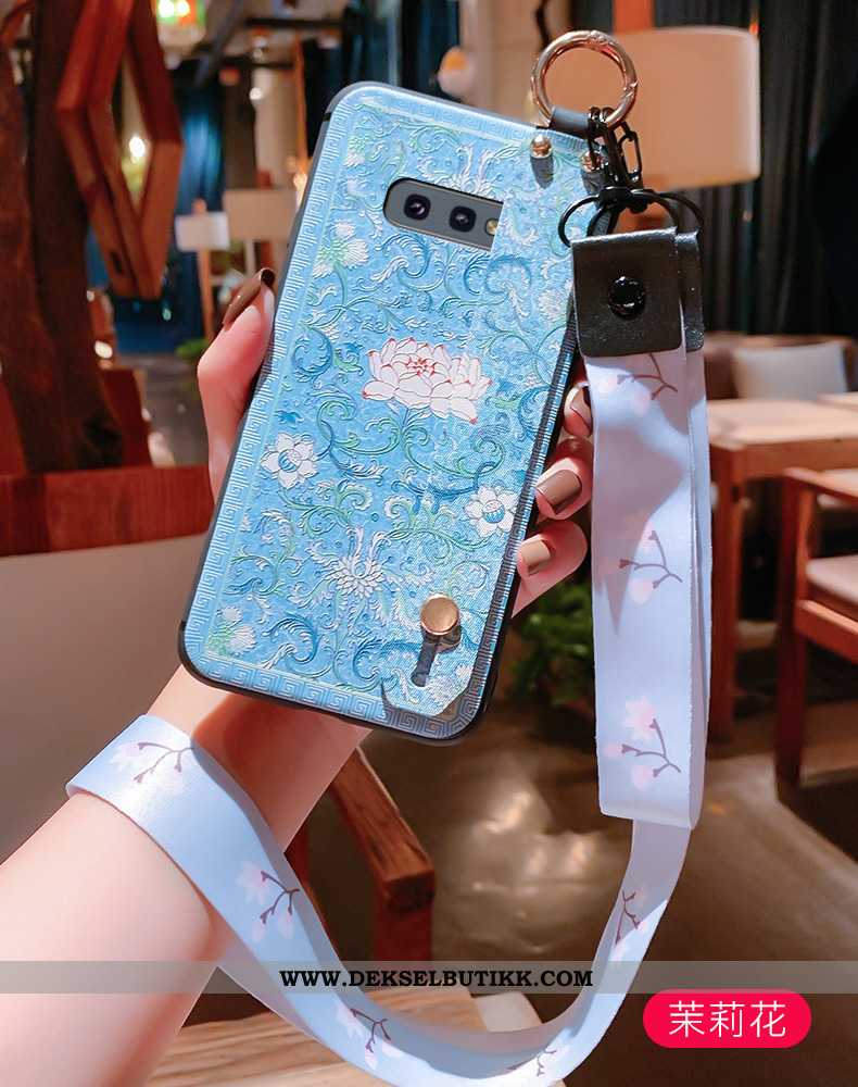 Etui Samsung Galaxy S10e Hengende Ornamenter Myke Hengende Nakke Deksel Blå, Samsung Galaxy S10e Rel