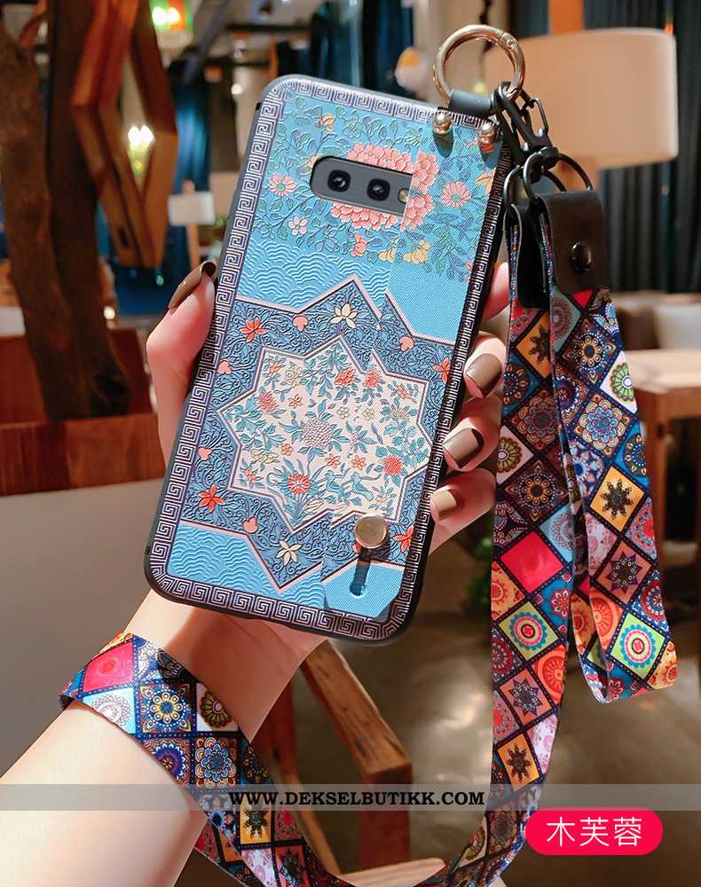 Etui Samsung Galaxy S10e Hengende Ornamenter Myke Hengende Nakke Deksel Blå, Samsung Galaxy S10e Rel