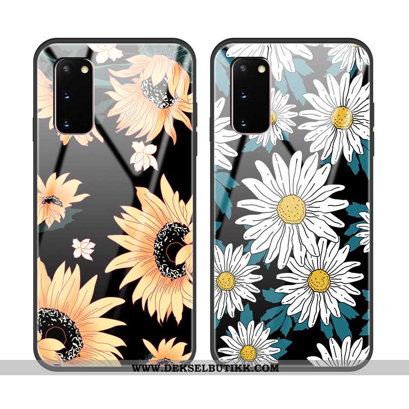 Etui Samsung Galaxy S20 Beskyttelse Alt Inkludert Blomster Svart, Deksel Samsung Galaxy S20 Glass Ti