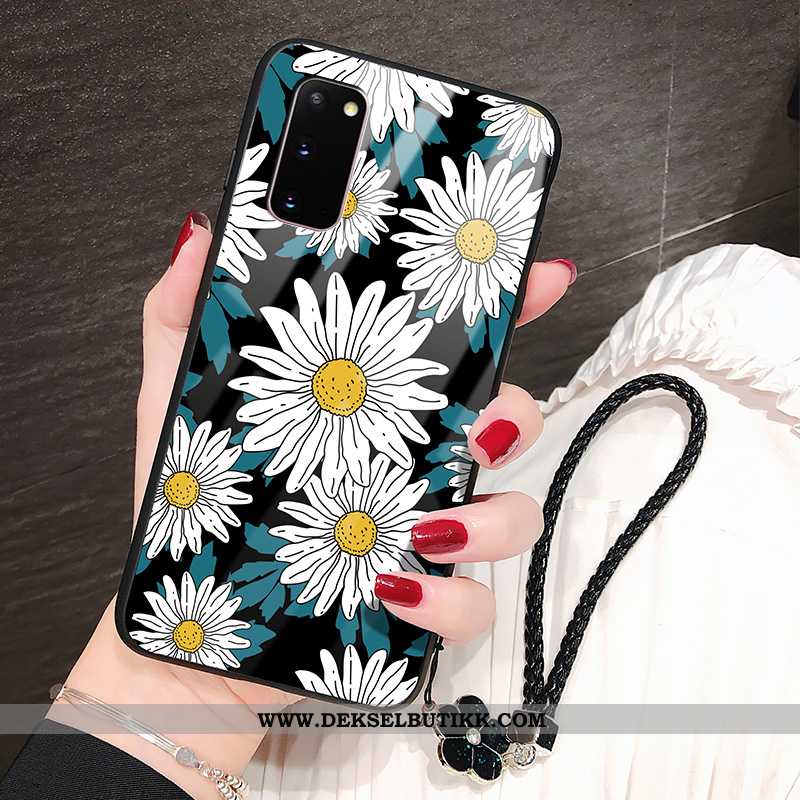 Etui Samsung Galaxy S20 Beskyttelse Alt Inkludert Blomster Svart, Deksel Samsung Galaxy S20 Glass Ti