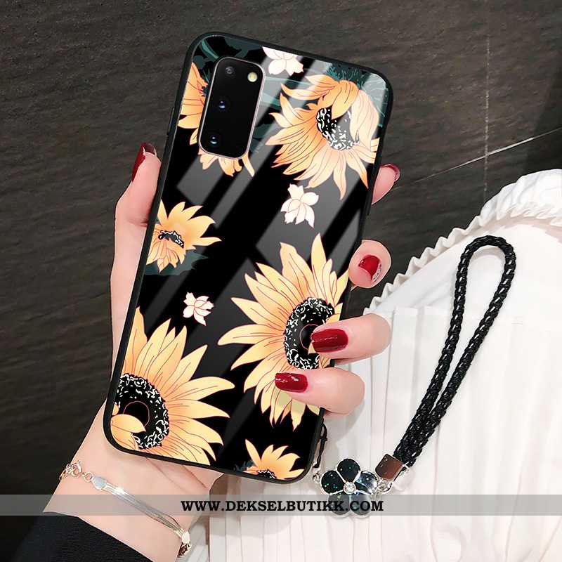 Etui Samsung Galaxy S20 Beskyttelse Alt Inkludert Blomster Svart, Deksel Samsung Galaxy S20 Glass Ti