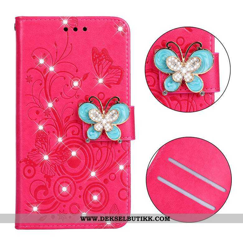 Etui Samsung Galaxy S20 Med Strass Sommerfugl Blomster Beskyttelse Mobiltelefon Rød, Deksel Samsung 