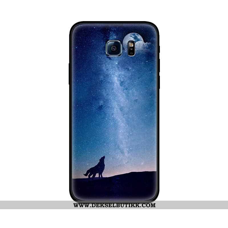 Etui Samsung Galaxy S6 Edge Beskyttelse Myke Cartoon Svart, Deksel Samsung Galaxy S6 Edge Nubuck Rab