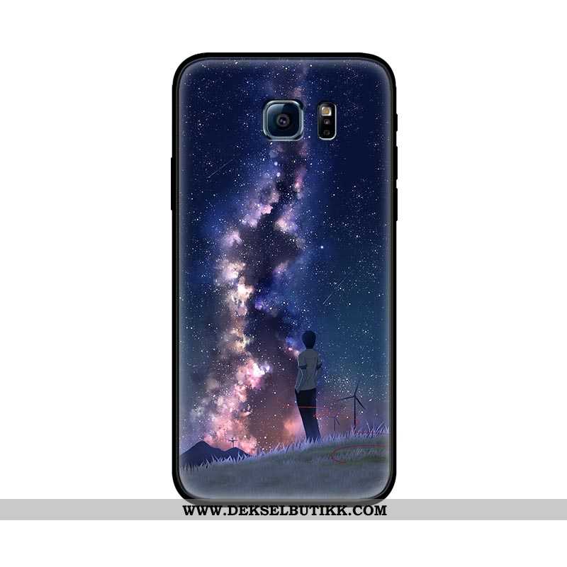 Etui Samsung Galaxy S6 Edge Beskyttelse Myke Cartoon Svart, Deksel Samsung Galaxy S6 Edge Nubuck Rab