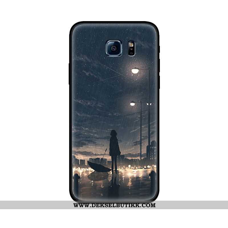 Etui Samsung Galaxy S6 Edge Beskyttelse Myke Cartoon Svart, Deksel Samsung Galaxy S6 Edge Nubuck Rab