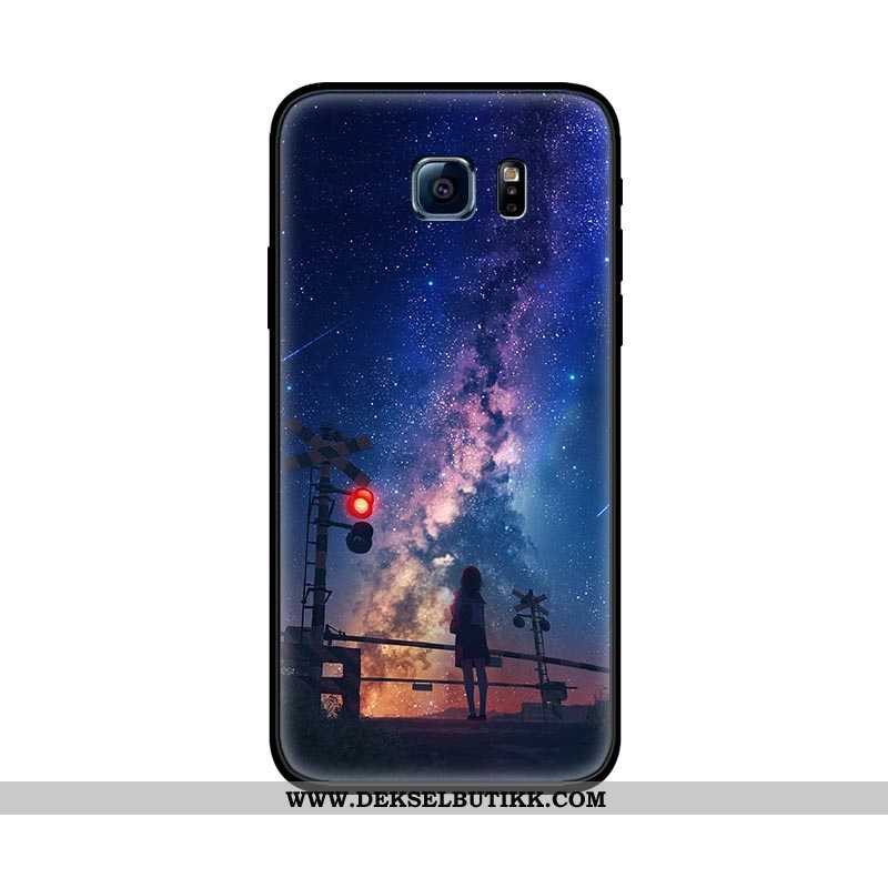 Etui Samsung Galaxy S6 Edge Beskyttelse Myke Cartoon Svart, Deksel Samsung Galaxy S6 Edge Nubuck Rab