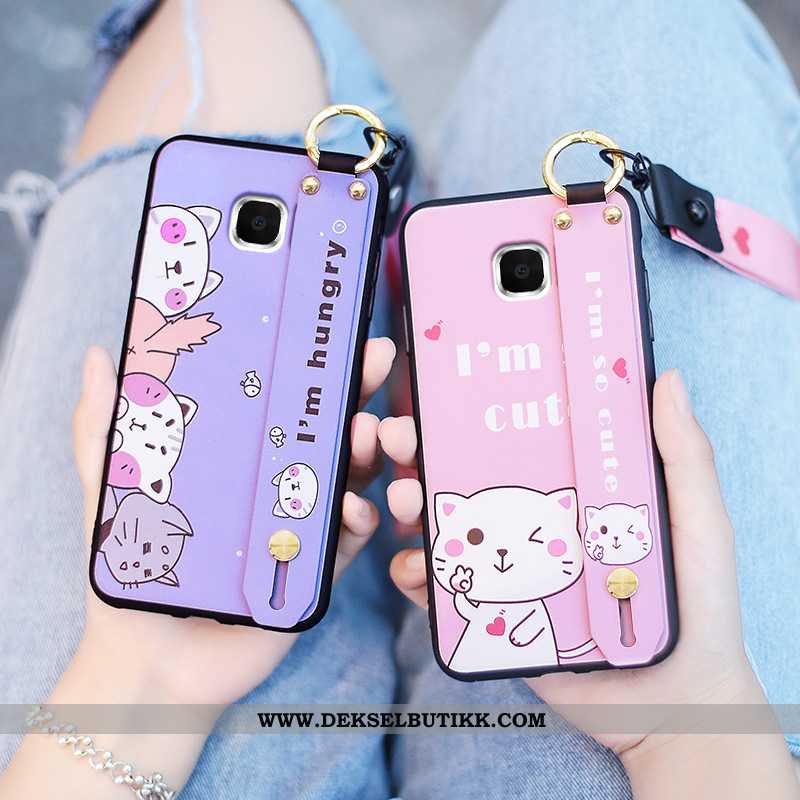 Etui Samsung Galaxy S6 Edge Cartoon Lette Silikon Hengende Ornamenter Lilla, Deksel Samsung Galaxy S