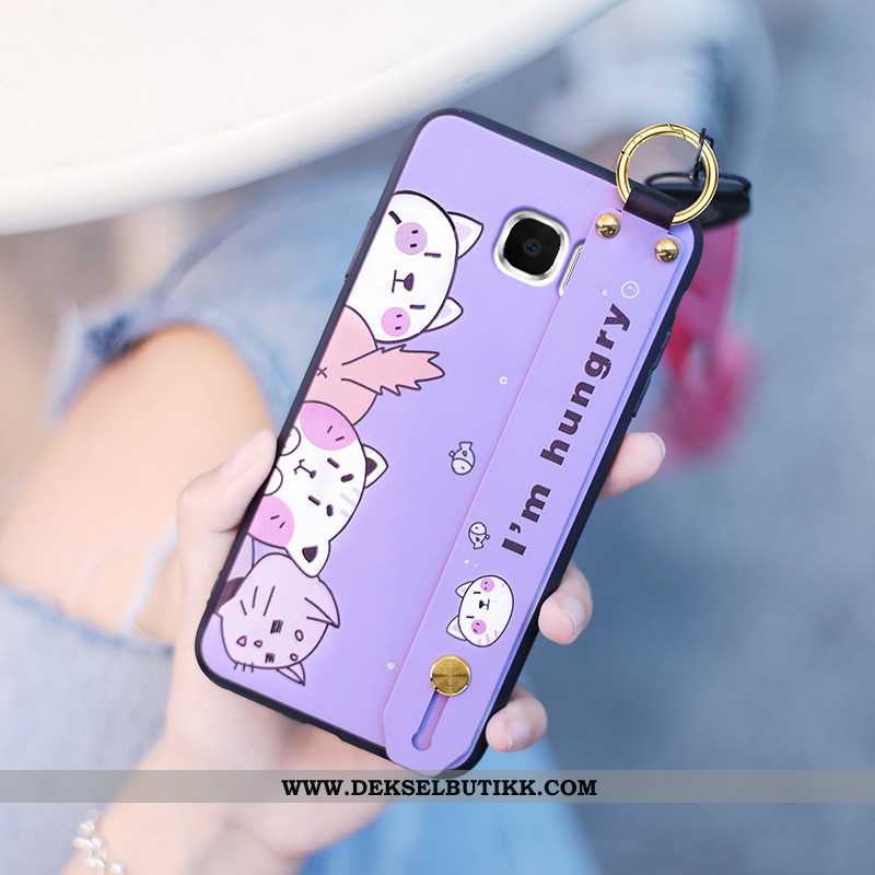 Etui Samsung Galaxy S6 Edge Cartoon Lette Silikon Hengende Ornamenter Lilla, Deksel Samsung Galaxy S