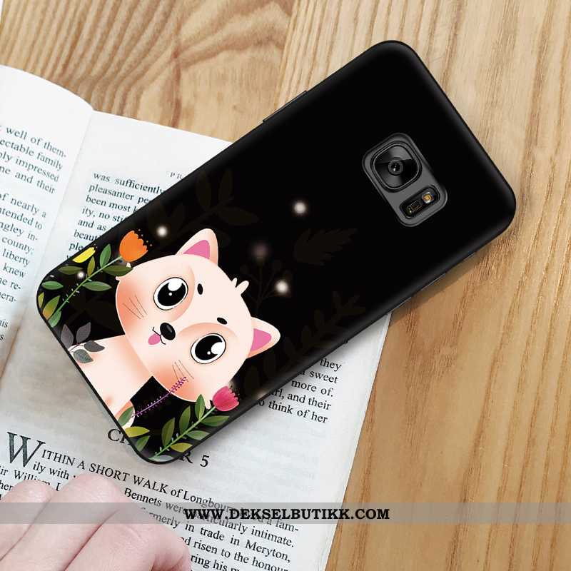 Etui Samsung Galaxy S6 Edge Cartoon Nye Farge Malt Silikon Svart, Deksel Samsung Galaxy S6 Edge Vakk