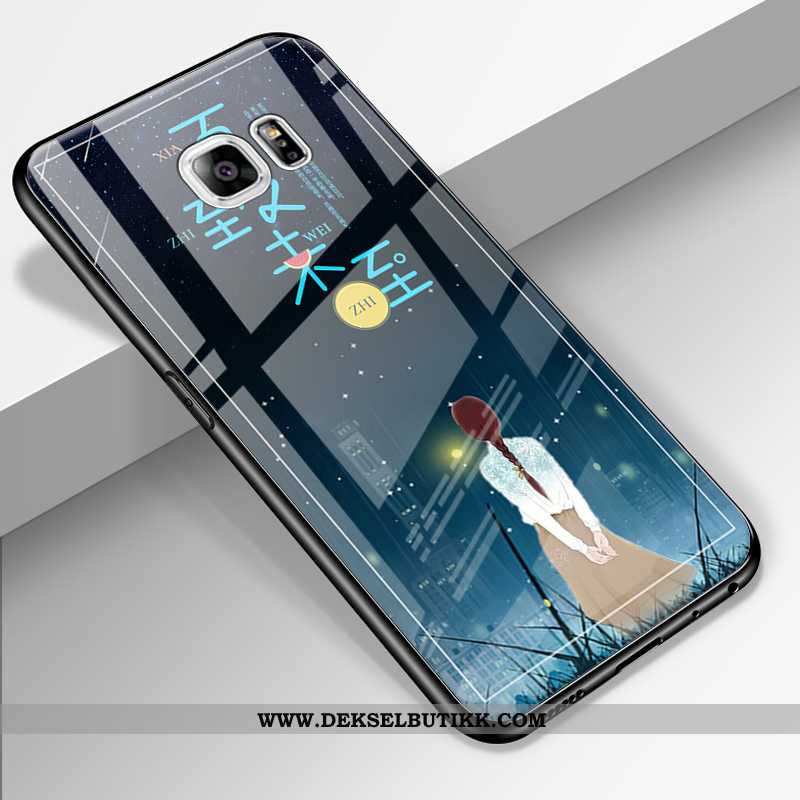 Etui Samsung Galaxy S6 Edge Silikon Cartoon Anti-fall Mørkeblå, Deksel Samsung Galaxy S6 Edge Beskyt