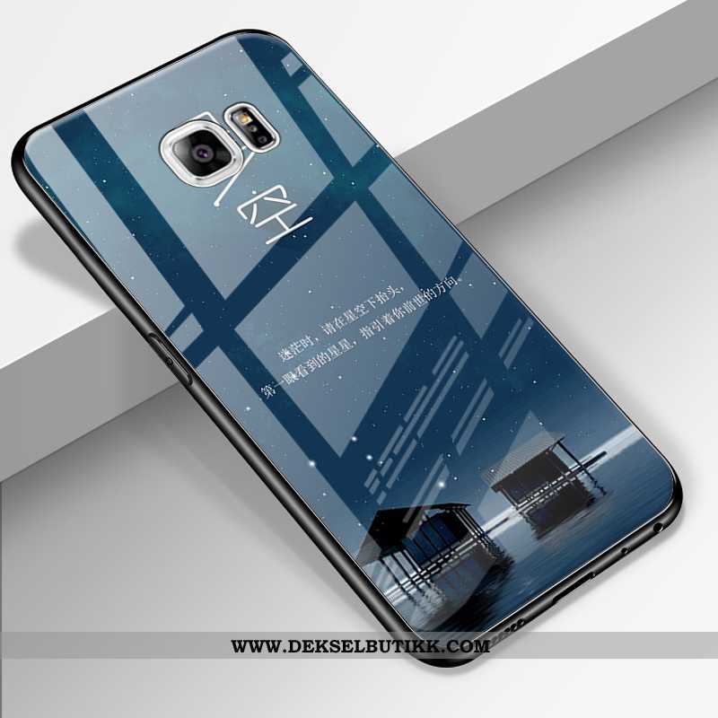 Etui Samsung Galaxy S6 Edge Silikon Cartoon Anti-fall Mørkeblå, Deksel Samsung Galaxy S6 Edge Beskyt