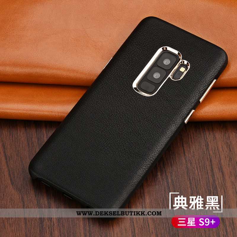 Etui Samsung Galaxy S9+ Skinndeksel Deksel Lett Luksus Svart, Samsung Galaxy S9+ Skinn Butikk