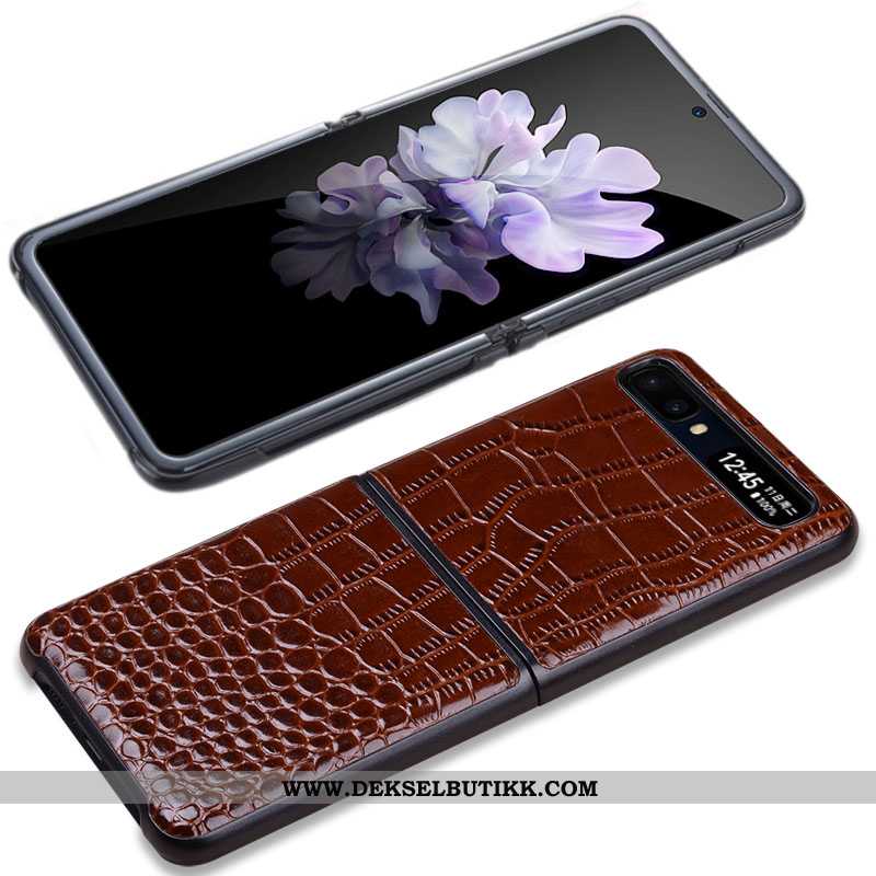 Etui Samsung Z Flip Skinndeksel Mobiltelefon Brun Anti-fall, Deksel Samsung Z Flip Lommebok Tilbud