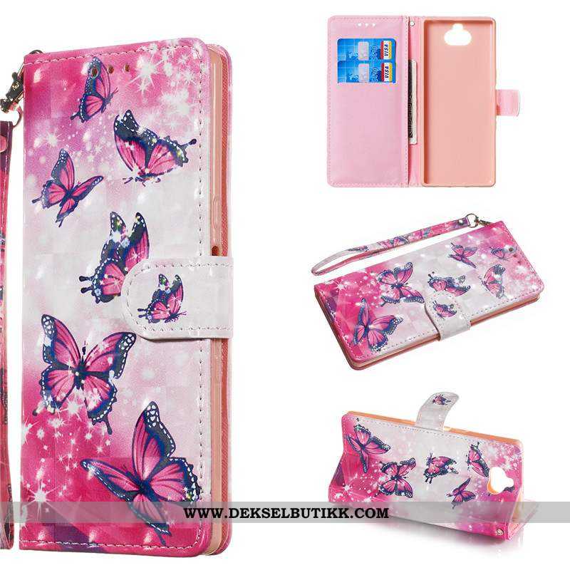 Etui Sony Xperia 10 Beskyttelse Clamshell Farge Malt Mobiltelefon Rosa, Deksel Sony Xperia 10 Skinnd