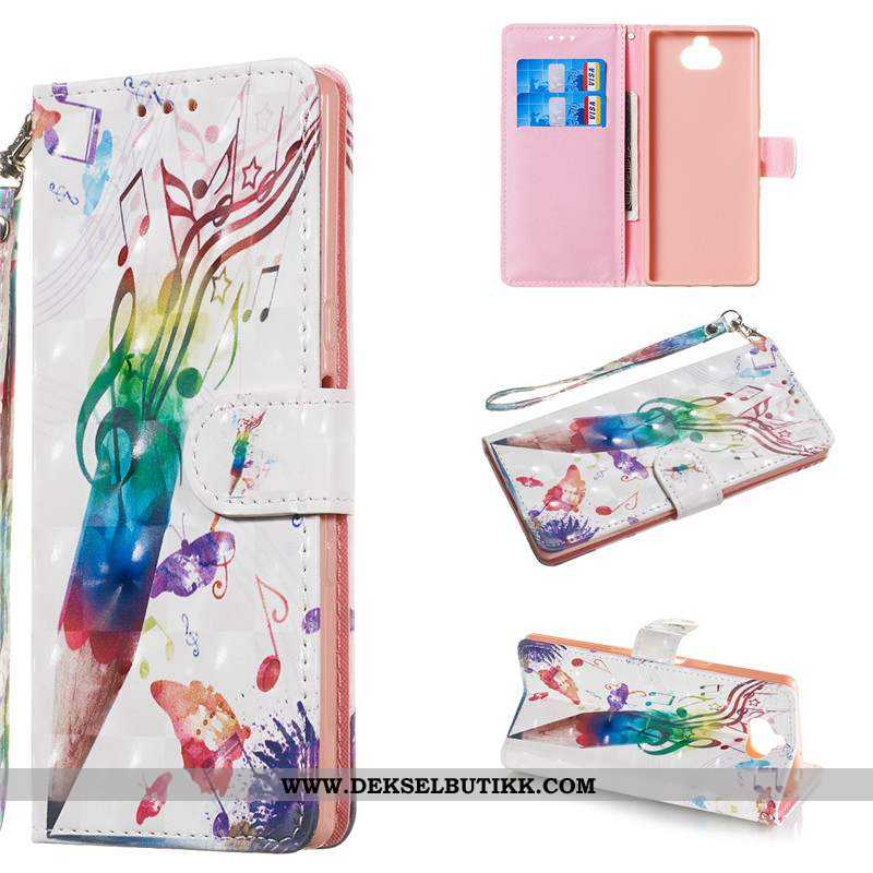 Etui Sony Xperia 10 Beskyttelse Clamshell Farge Malt Mobiltelefon Rosa, Deksel Sony Xperia 10 Skinnd