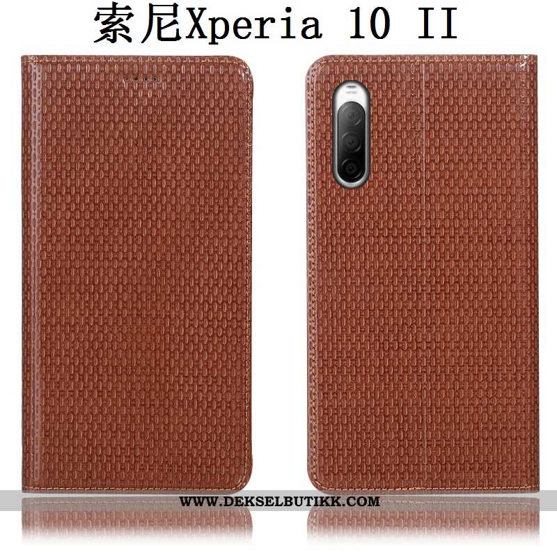 Etui Sony Xperia 10 Ii Skinn Mobiltelefon Deksel Folio Brun, Sony Xperia 10 Ii Mønster Billige