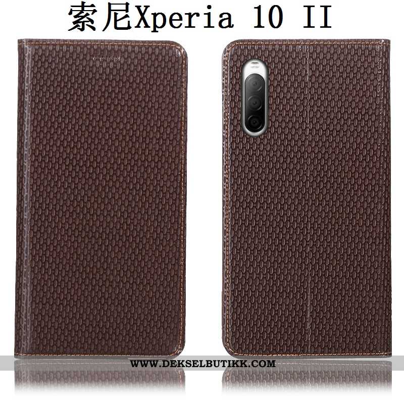 Etui Sony Xperia 10 Ii Skinn Mobiltelefon Deksel Folio Brun, Sony Xperia 10 Ii Mønster Billige