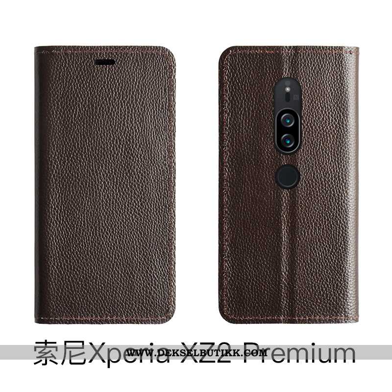 Etui Sony Xperia Xz2 Premium Skinn Deksel Folio Mobiltelefon, Sony Xperia Xz2 Premium Rød Tilbud