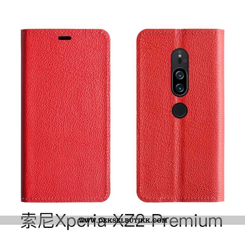 Etui Sony Xperia Xz2 Premium Skinn Deksel Folio Mobiltelefon, Sony Xperia Xz2 Premium Rød Tilbud